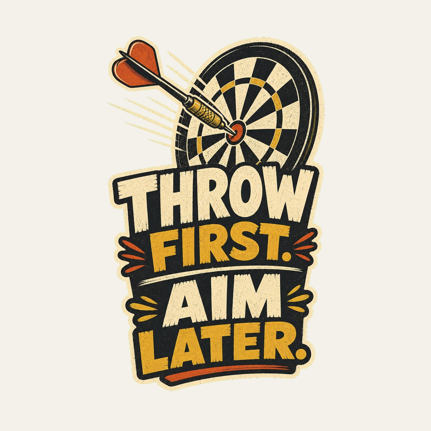 Throw First Aim Later funny darts T-shirt artwork