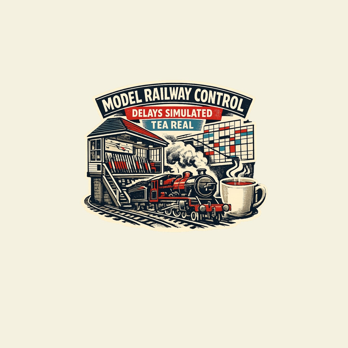 MODEL RAILWAY CONTROL DELAYS SIMULATED TEA REAL funny model railway T-shirt artwork