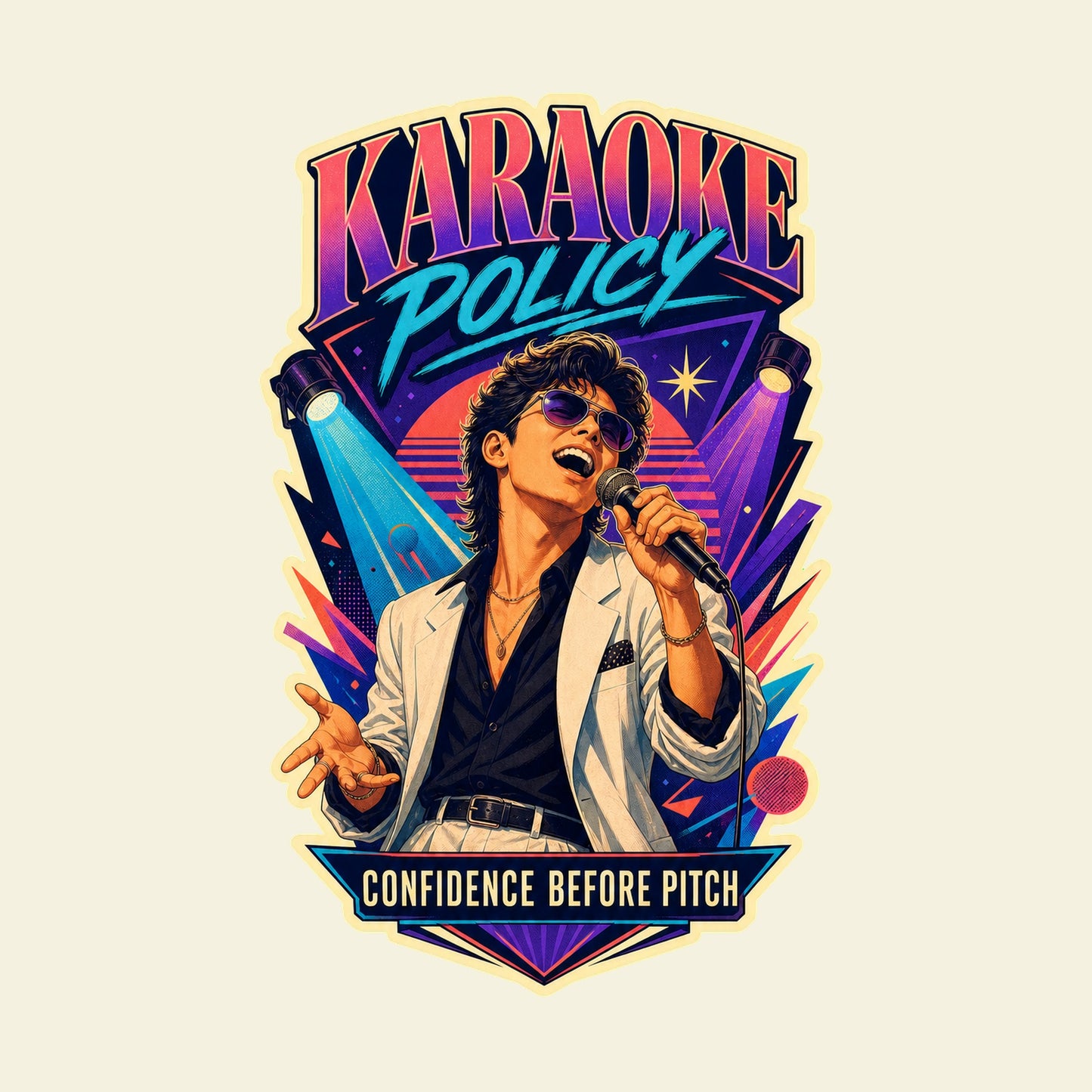 KARAOKE POLICY CONFIDENCE BEFORE PITCH funny karaoke T-shirt artwork