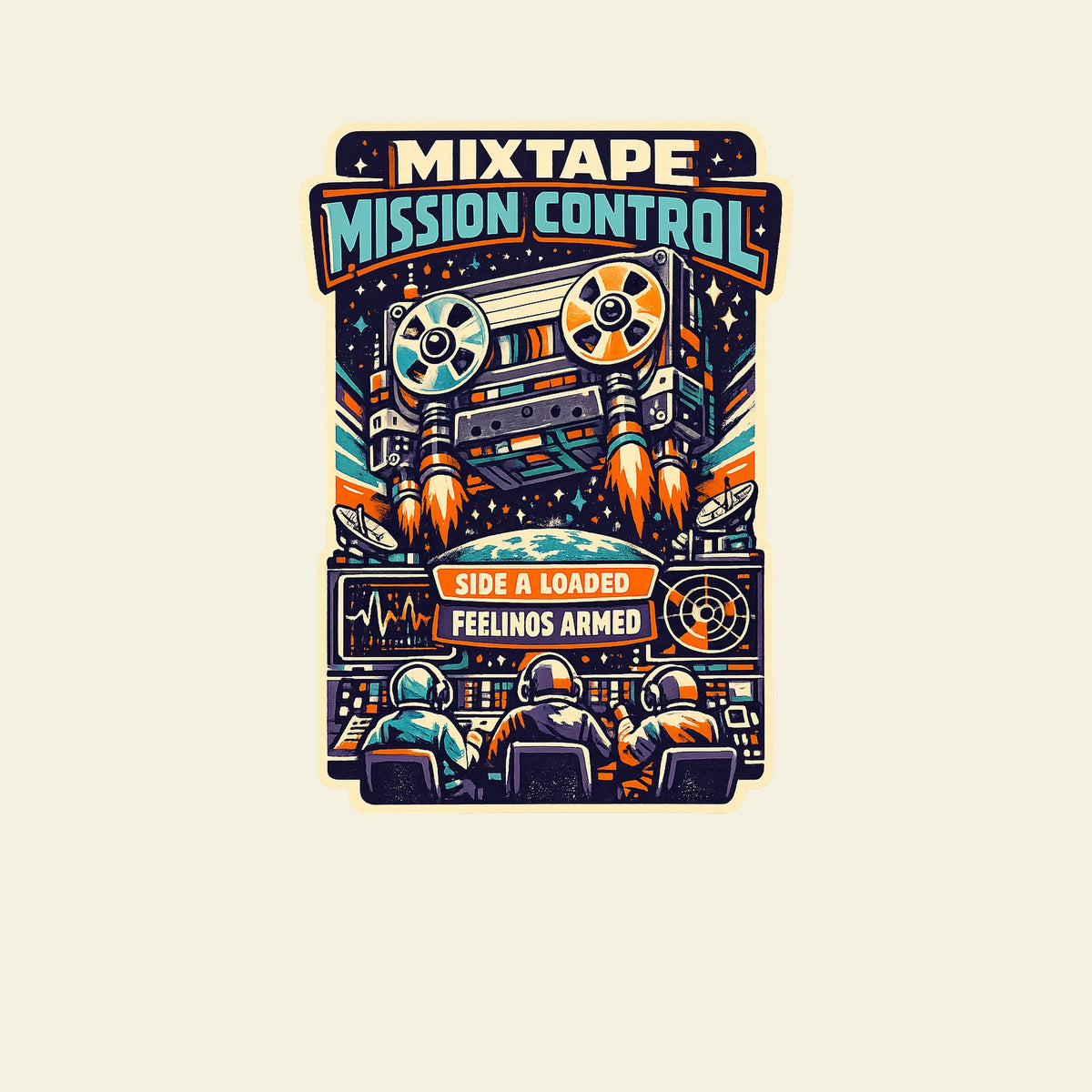 MIXTAPE MISSION CONTROL SIDE A LOADED FEELINGS ARMED funny music T-shirt artwork