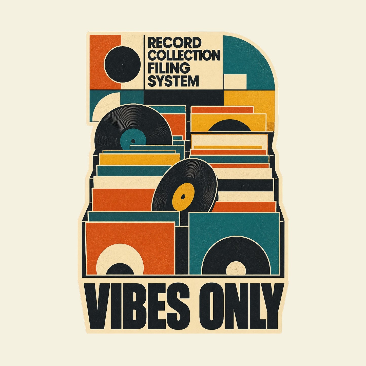 RECORD COLLECTION FILING SYSTEM VIBES ONLY funny vinyl collecting T-shirt artwork