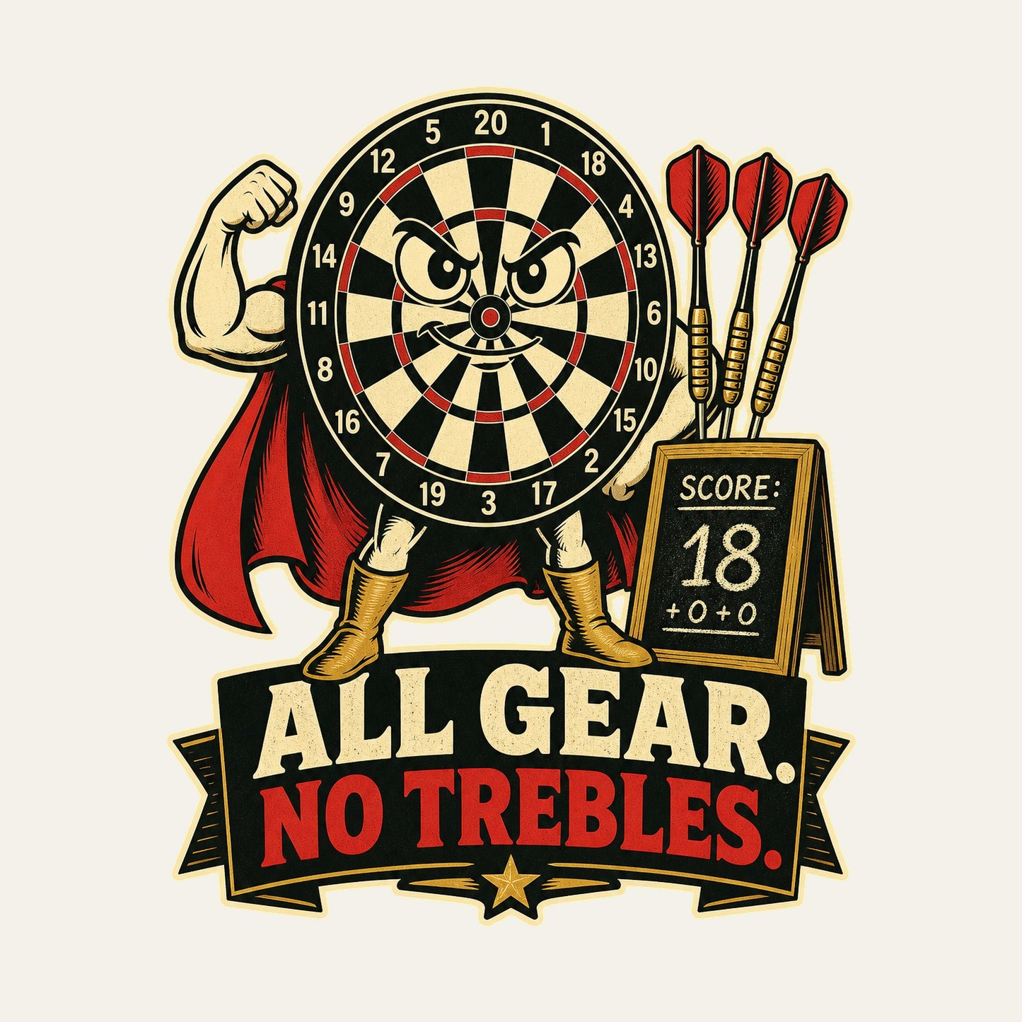 All Gear. No Trebles. funny darts T-shirt artwork