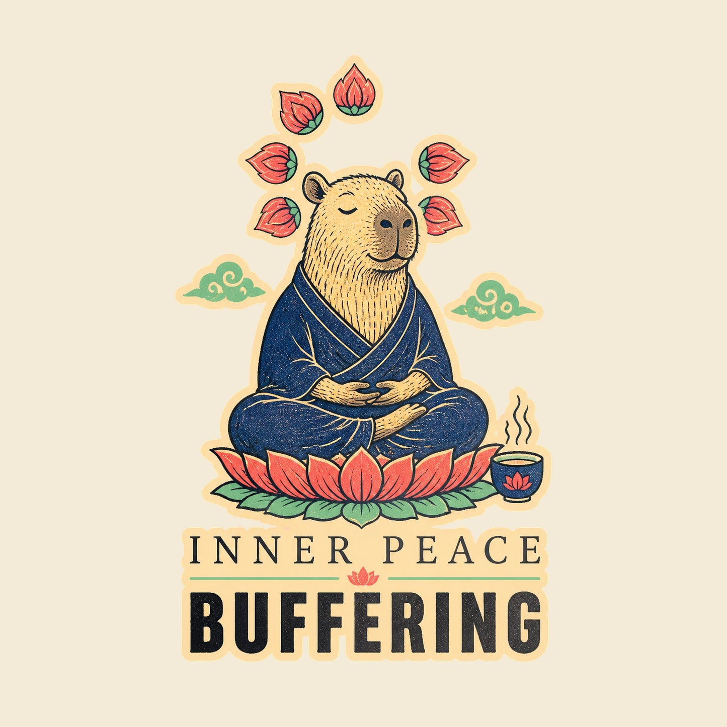 INNER PEACE BUFFERING funny yoga T-shirt artwork