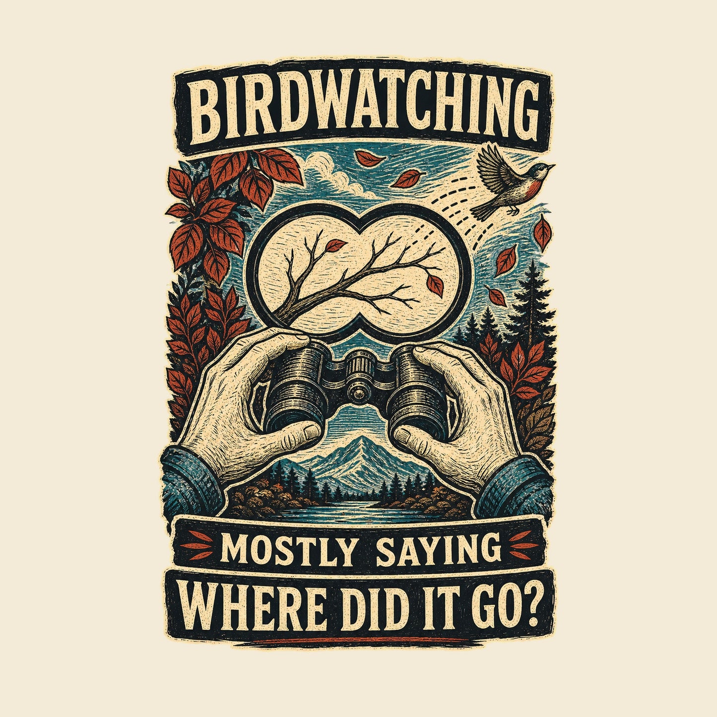BIRDWATCHING MOSTLY SAYING WHERE DID IT GO funny birdwatching T-shirt artwork