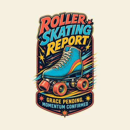 ROLLER SKATING REPORT GRACE PENDING, MOMENTUM CONFIRMED funny roller skating T-shirt artwork