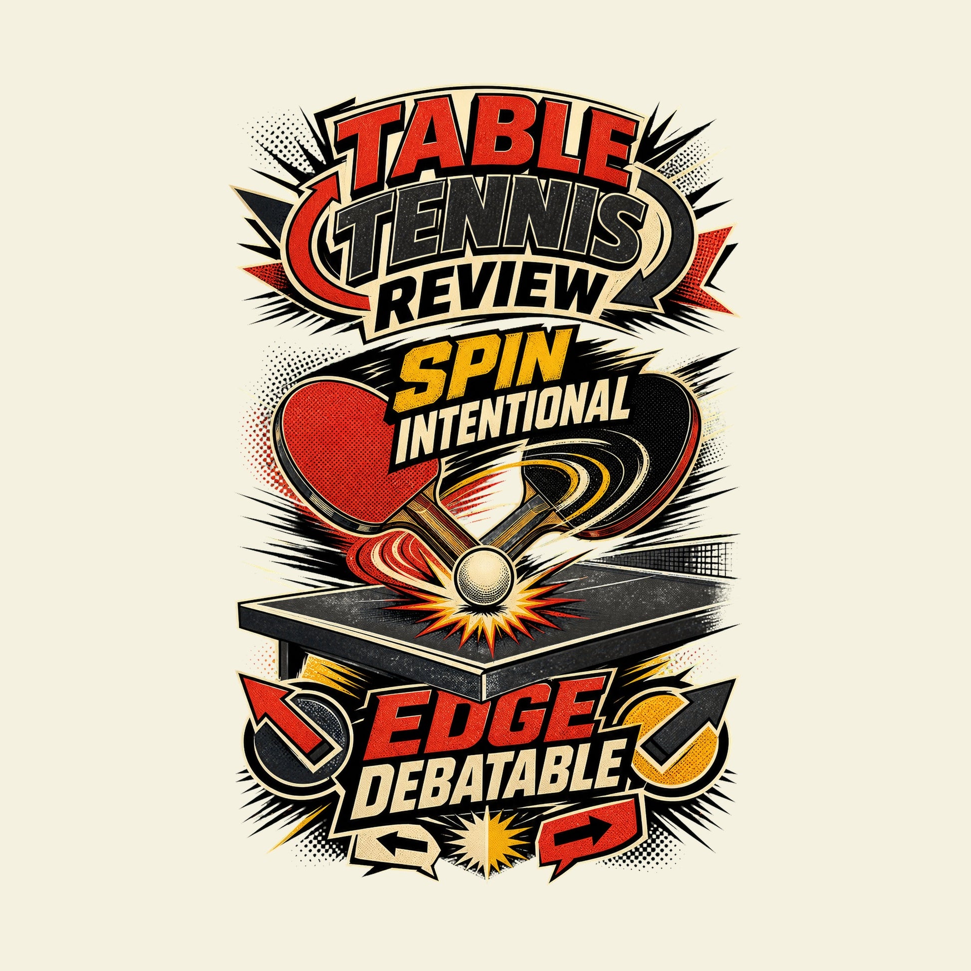 TABLE TENNIS REVIEW SPIN INTENTIONAL EDGE DEBATABLE funny table tennis T-shirt artwork