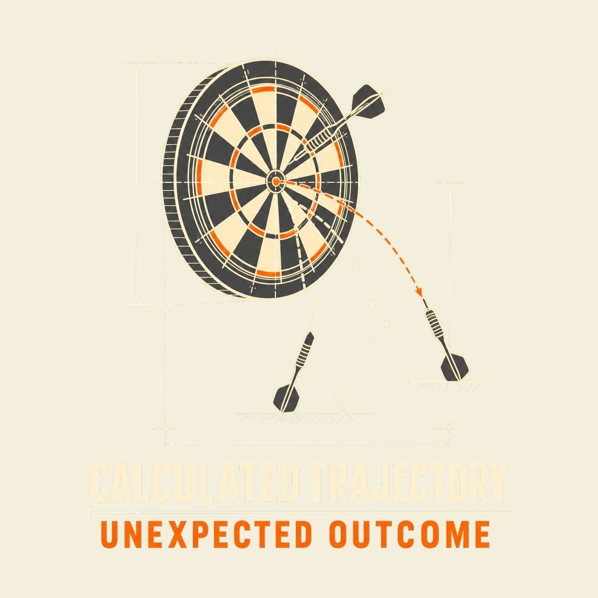 Calculated Trajectory Unexpected Outcome funny darts T-shirt artwork