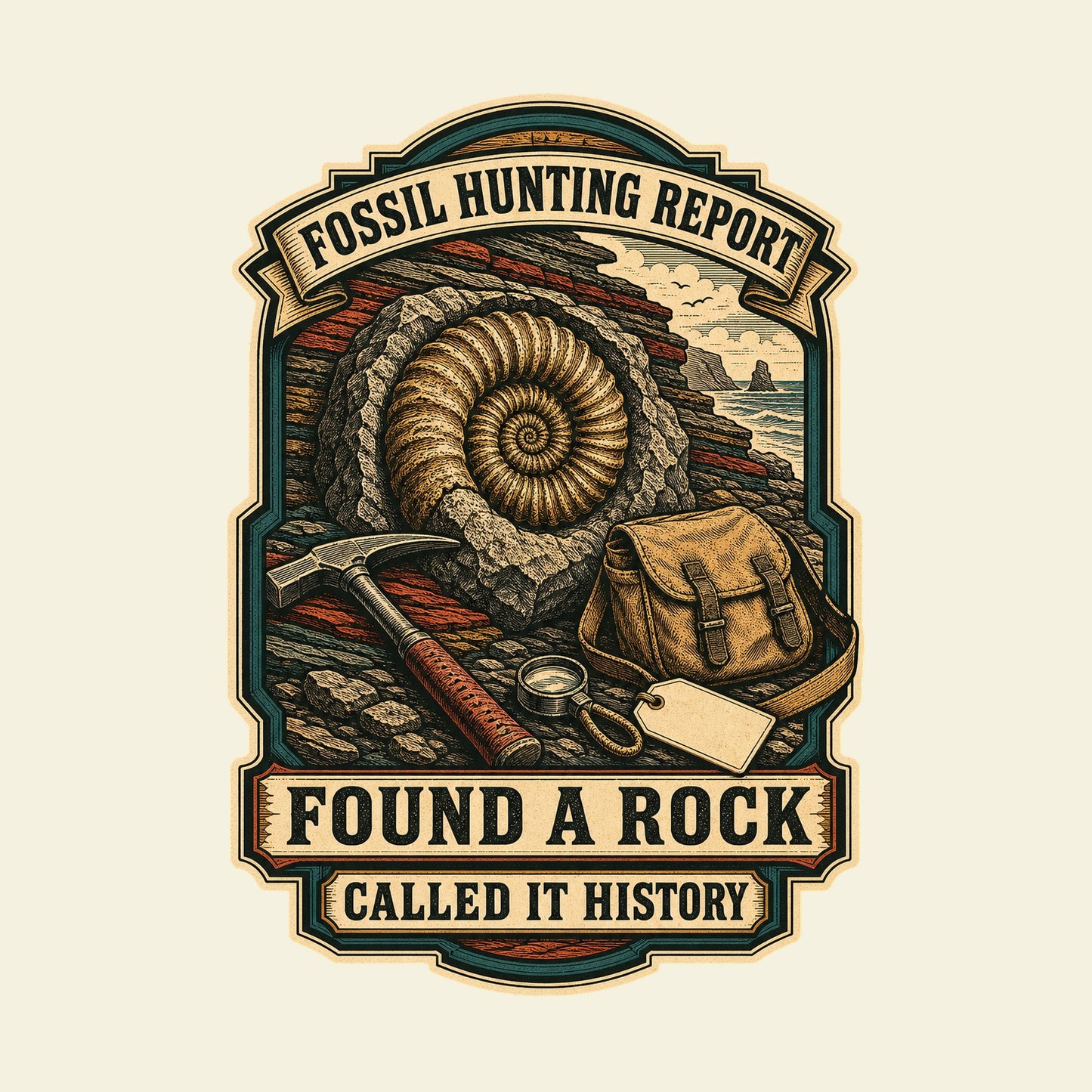FOSSIL HUNTING REPORT FOUND A ROCK CALLED IT HISTORY funny fossil hunting T-shirt artwork