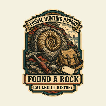 FOSSIL HUNTING REPORT FOUND A ROCK CALLED IT HISTORY funny fossil hunting T-shirt artwork