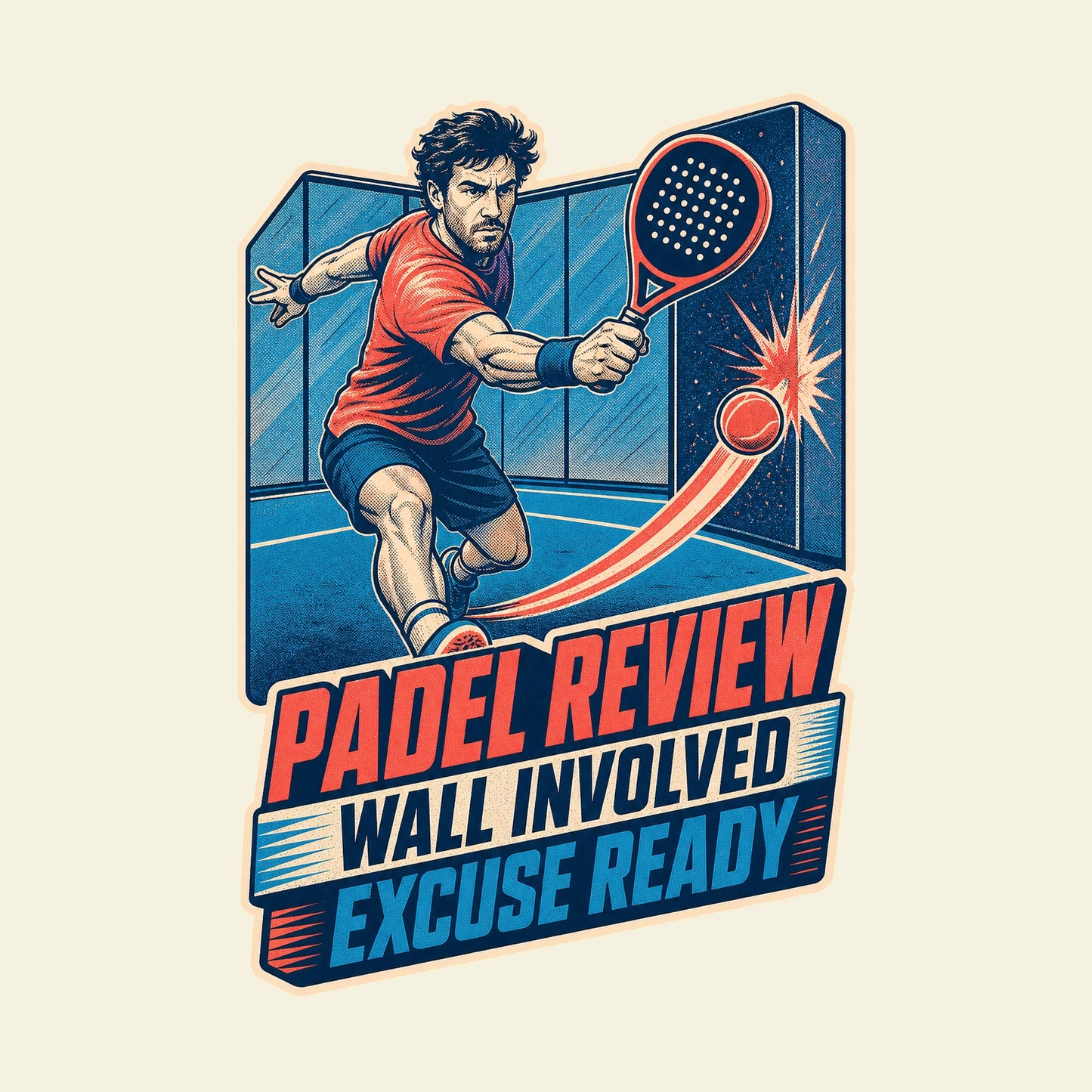 PADEL REVIEW WALL INVOLVED EXCUSE READY funny padel T-shirt artwork
