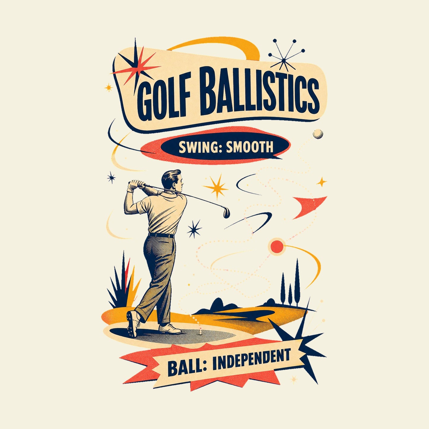 GOLF BALLISTICS SWING: SMOOTH BALL: INDEPENDENT funny golf T-shirt artwork