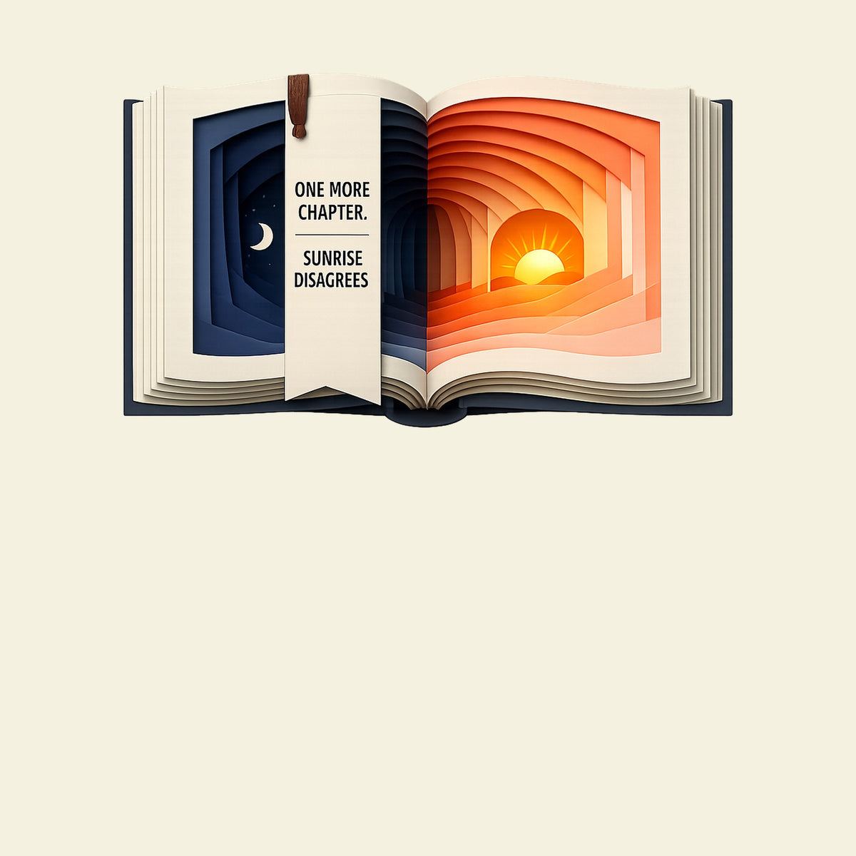 ONE MORE CHAPTER. SUNRISE DISAGREES. funny reading T-shirt artwork