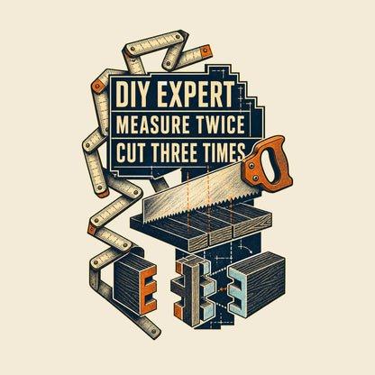 DIY EXPERT MEASURE TWICE CUT THREE TIMES funny DIY T-shirt artwork