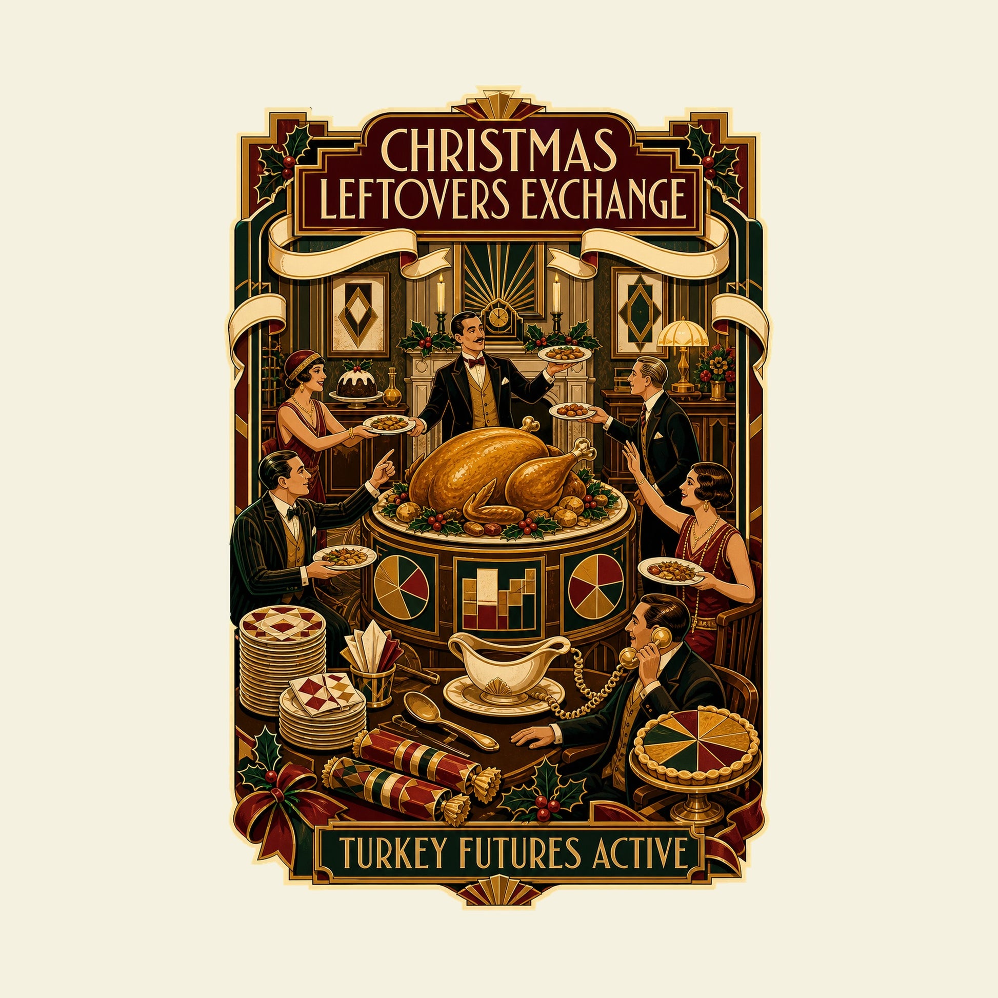 CHRISTMAS LEFTOVERS EXCHANGE TURKEY FUTURES ACTIVE funny christmas T-shirt artwork
