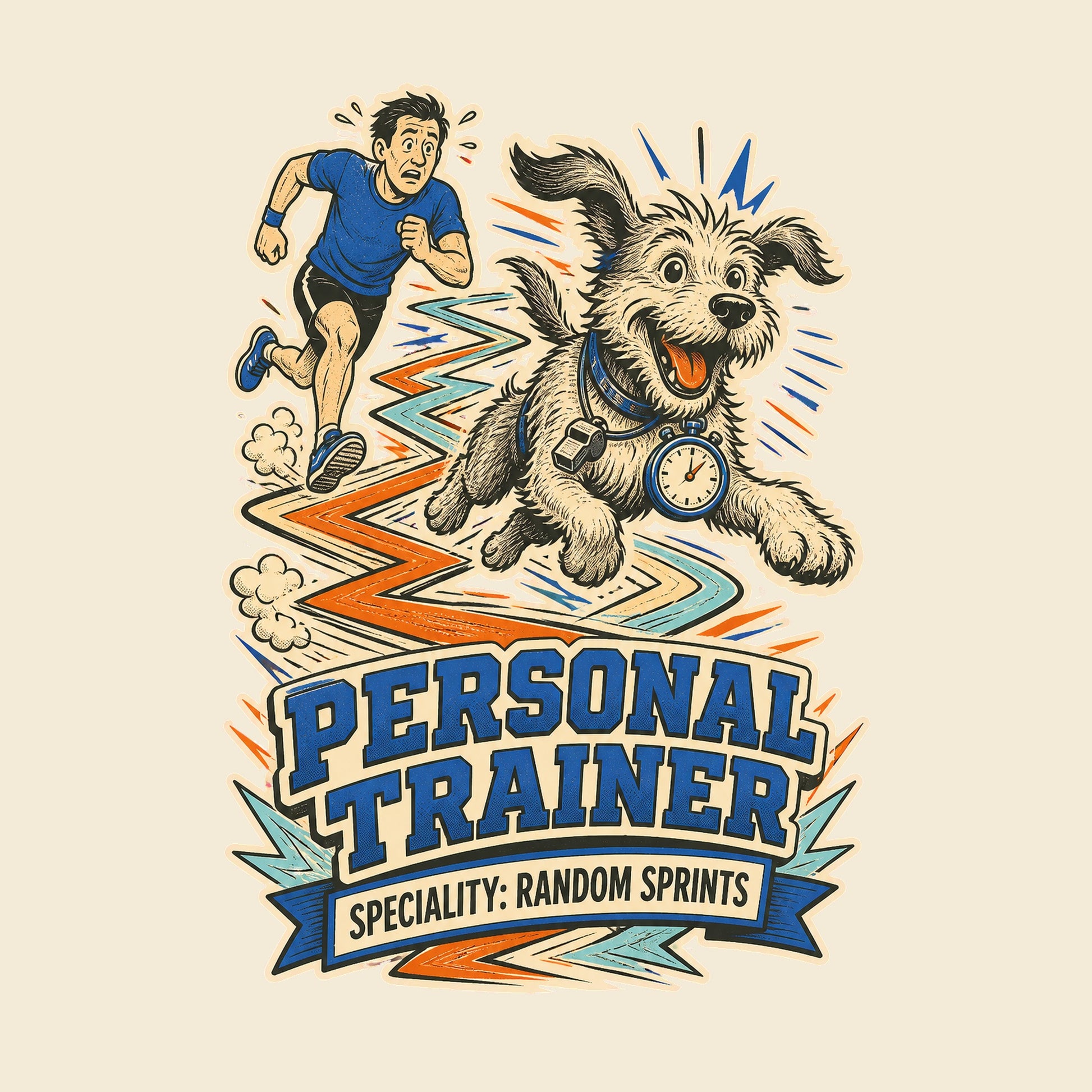 PERSONAL TRAINER SPECIALITY: RANDOM SPRINTS funny dogs T-shirt artwork