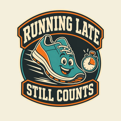 Running Late Still Counts funny running T-shirt artwork