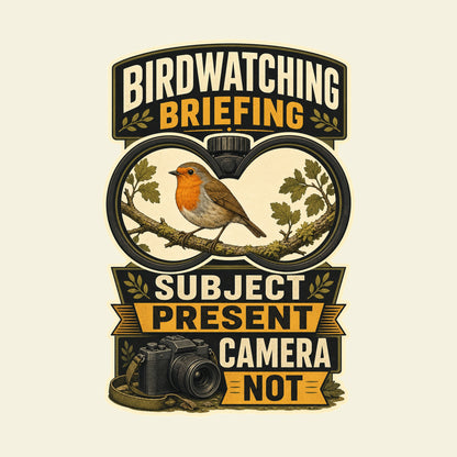 BIRDWATCHING BRIEFING SUBJECT PRESENT CAMERA NOT funny birdwatching T-shirt artwork