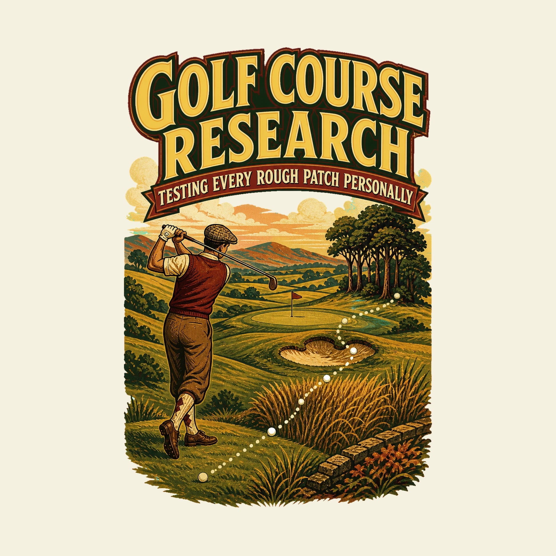 GOLF COURSE RESEARCH TESTING EVERY ROUGH PATCH PERSONALLY funny golf T-shirt artwork