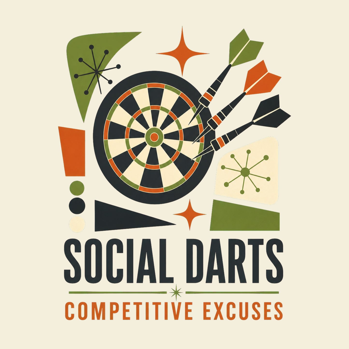 Social Darts Competitive Excuses funny darts T-shirt artwork