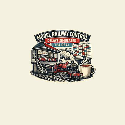 MODEL RAILWAY CONTROL DELAYS SIMULATED TEA REAL funny model railway T-shirt artwork