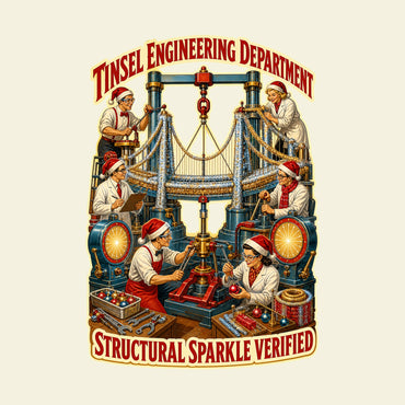 TINSEL ENGINEERING DEPARTMENT STRUCTURAL SPARKLE VERIFIED funny christmas T-shirt artwork