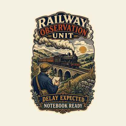RAILWAY OBSERVATION UNIT DELAY EXPECTED NOTEBOOK READY funny railway T-shirt artwork