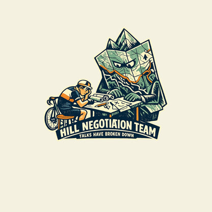 HILL NEGOTIATION TEAM TALKS HAVE BROKEN DOWN funny cycling T-shirt artwork