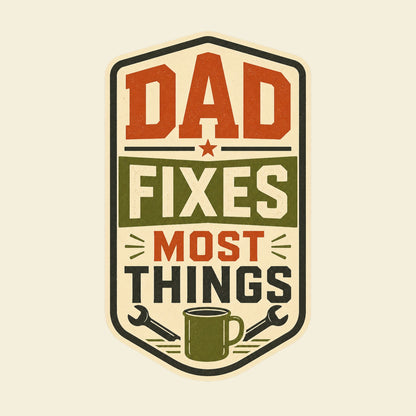 Dad Fixes Most Things funny dad T-shirt artwork