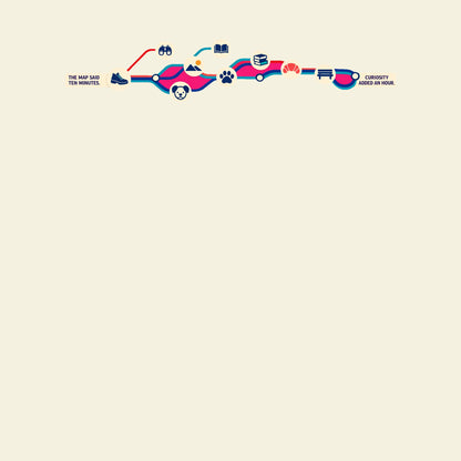 THE MAP SAID TEN MINUTES. CURIOSITY ADDED AN HOUR. funny walking T-shirt artwork