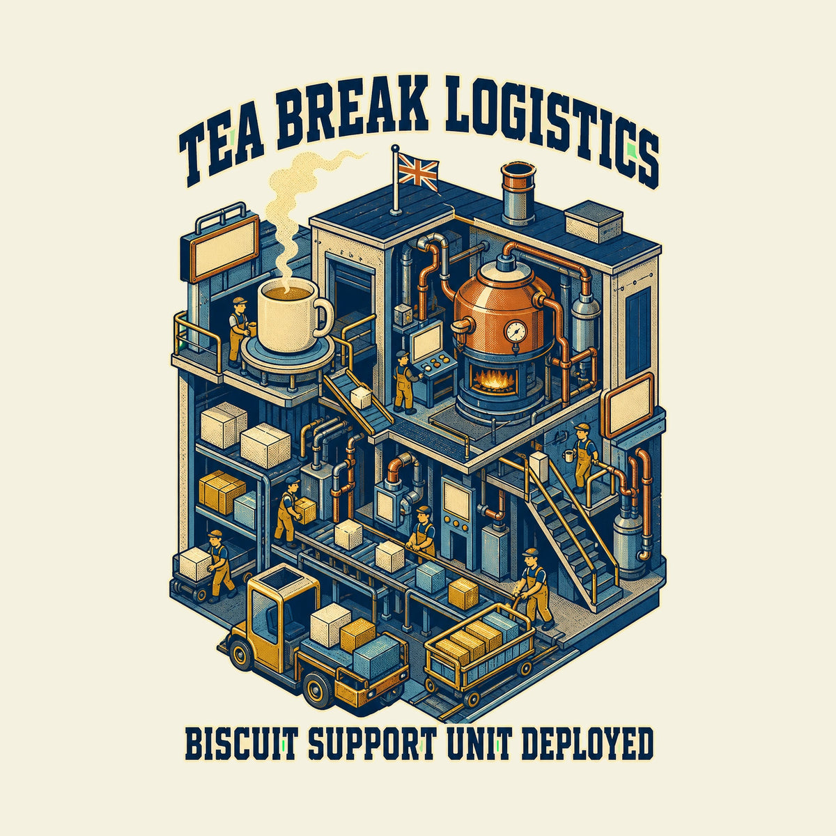 TEA BREAK LOGISTICS BISCUIT SUPPORT UNIT DEPLOYED funny tea T-shirt artwork