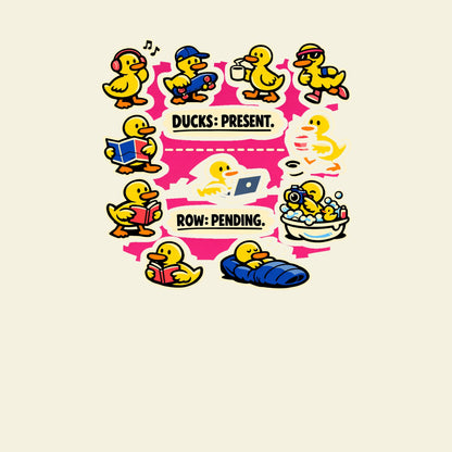 DUCKS: PRESENT. ROW: PENDING. funny duck T-shirt artwork