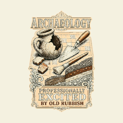 ARCHAEOLOGY PROFESSIONALLY EXCITED BY OLD RUBBISH funny archaeology T-shirt artwork