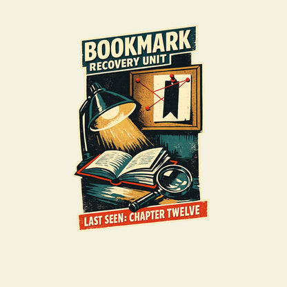BOOKMARK RECOVERY UNIT LAST SEEN: CHAPTER TWELVE funny reading T-shirt artwork