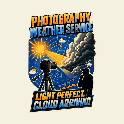 PHOTOGRAPHY WEATHER SERVICE LIGHT PERFECT, CLOUD ARRIVING funny photography T-shirt artwork