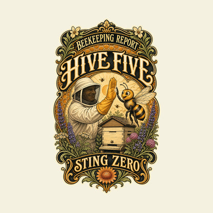 BEEKEEPING REPORT HIVE FIVE STING ZERO funny beekeeping T-shirt artwork