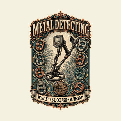 METAL DETECTING MOSTLY TABS, OCCASIONAL HISTORY funny metal detecting T-shirt artwork