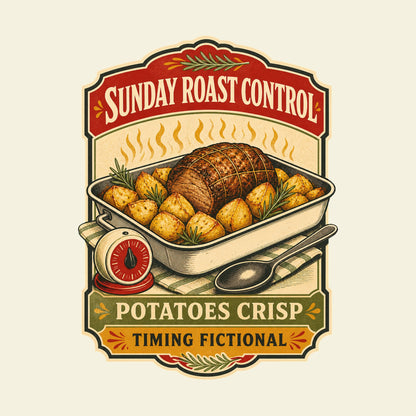 SUNDAY ROAST CONTROL POTATOES CRISP TIMING FICTIONAL funny Sunday roast T-shirt artwork
