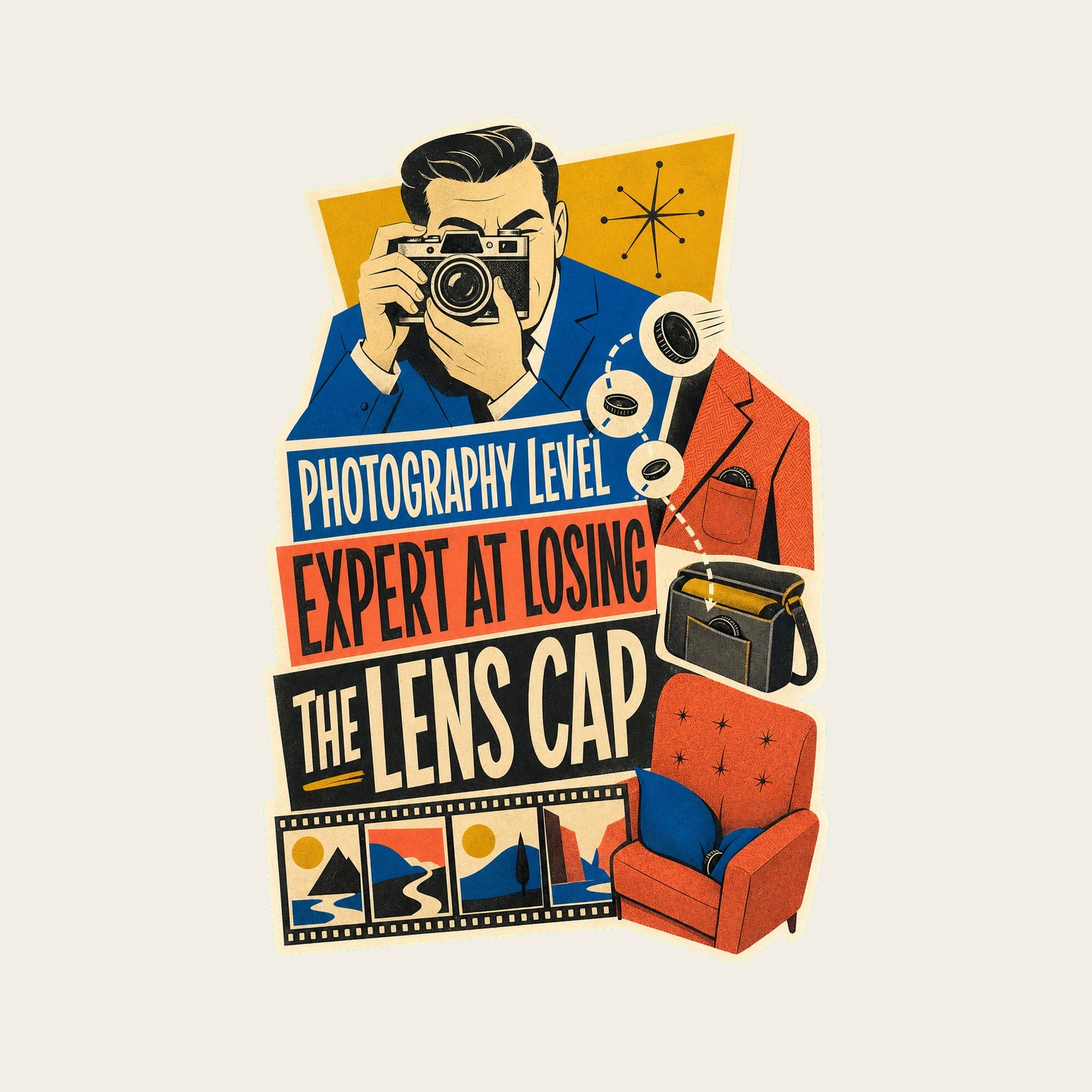 PHOTOGRAPHY LEVEL EXPERT AT LOSING THE LENS CAP funny photography T-shirt artwork