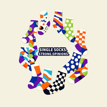 SINGLE SOCKS. STRONG OPINIONS. funny laundry T-shirt artwork