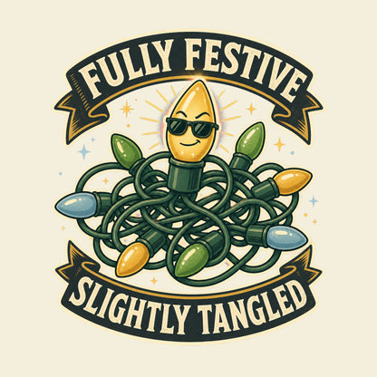 Fully Festive Slightly Tangled funny Christmas T-shirt artwork