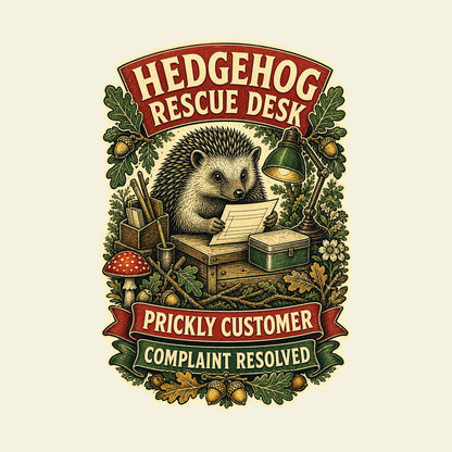 HEDGEHOG RESCUE DESK PRICKLY CUSTOMER COMPLAINT RESOLVED funny hedgehog rescue T-shirt artwork
