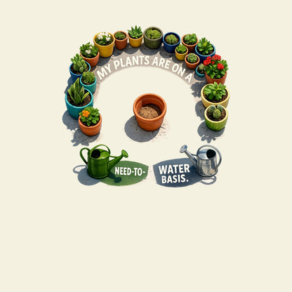 MY PLANTS ARE ON A NEED-TO-WATER BASIS. funny gardening T-shirt artwork