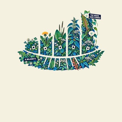 THE WEEDS HAVE FORMED A MAJORITY. funny gardening T-shirt artwork