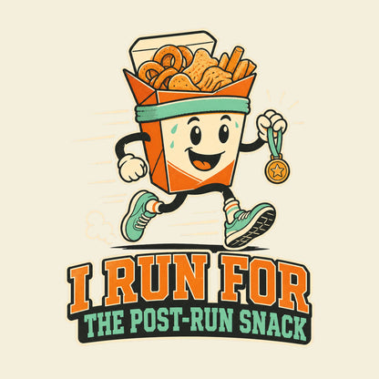 I Run For The Post-Run Snack funny running T-shirt artwork