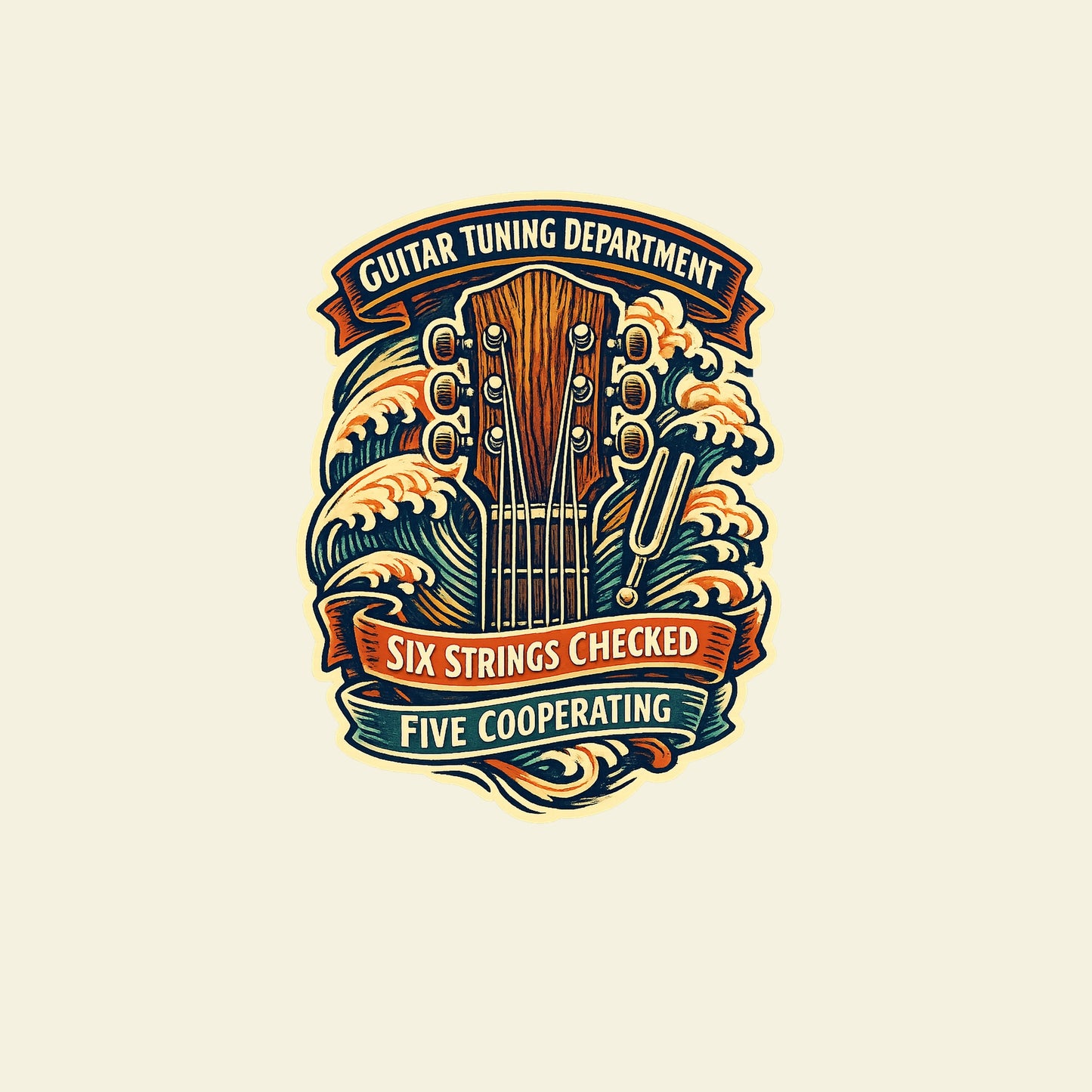 GUITAR TUNING DEPARTMENT SIX STRINGS CHECKED FIVE COOPERATING funny music T-shirt artwork