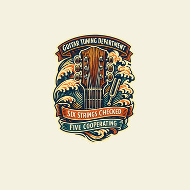 GUITAR TUNING DEPARTMENT SIX STRINGS CHECKED FIVE COOPERATING funny music T-shirt artwork