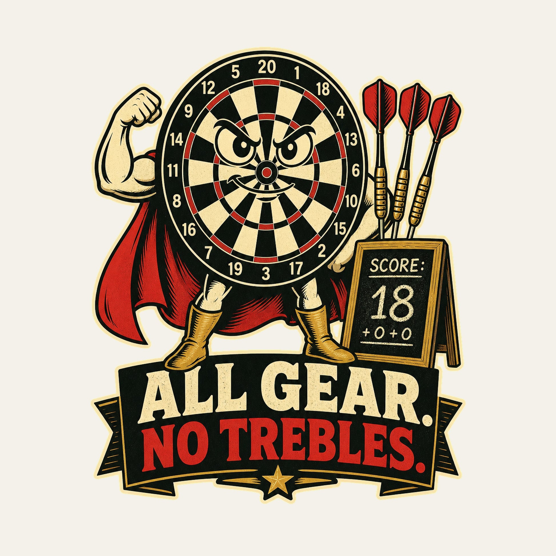 All Gear. No Trebles. funny darts T-shirt artwork