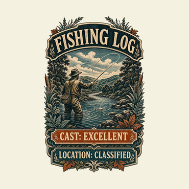 FISHING LOG CAST: EXCELLENT LOCATION: CLASSIFIED funny fishing T-shirt artwork