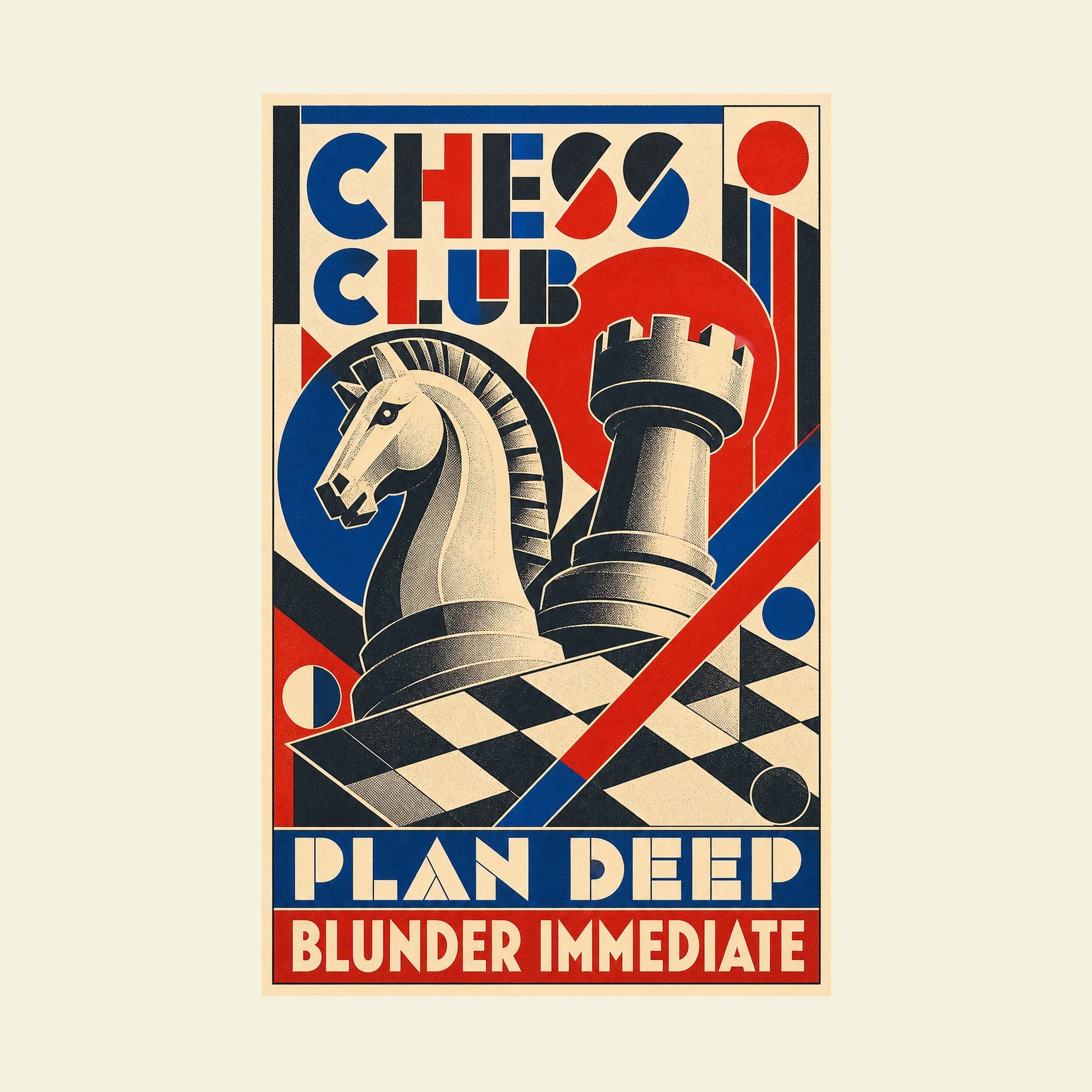 CHESS CLUB PLAN DEEP BLUNDER IMMEDIATE funny chess T-shirt artwork