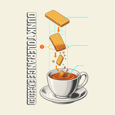 DUNK TOLERANCE EXCEEDED TEA BISCUIT CRITICAL DIP funny tea T-shirt artwork
